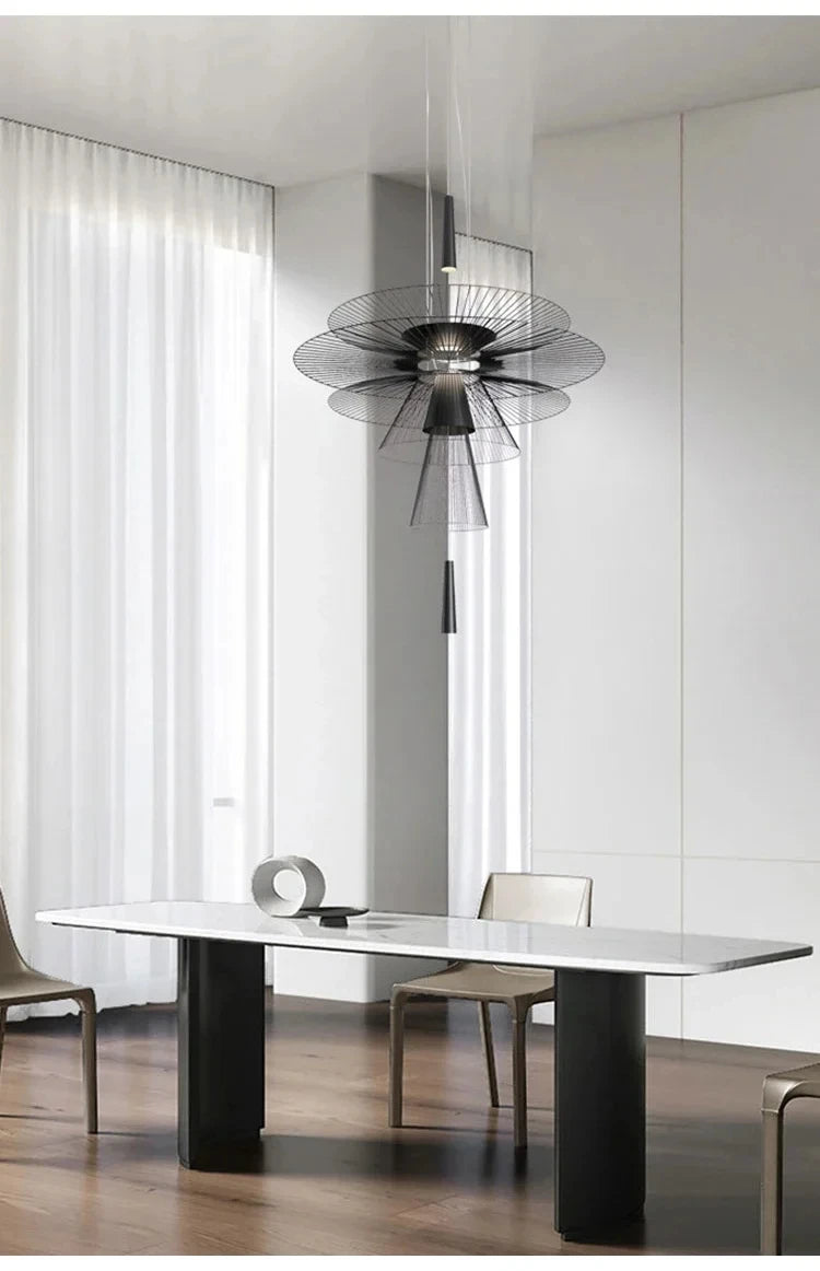 suspension lumineuse contemporaine or noir minimaliste métal cercles concentriques 249 2000 lumens
