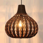 lampe suspendue tressée bambou marron clair moderne rustique salon chambre coucher 30cm 35cm