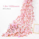 guirlande fleurs artificielles cerises mariage décoration romantique intérieur rose blanc