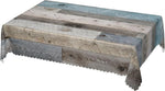 nappe table texture bois gris bleu rustique moderne rectangle fête assiettes couverts verres