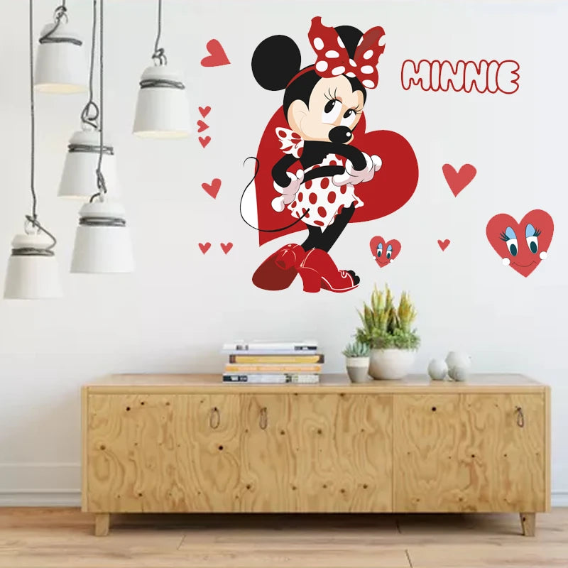autocollant mural mickey minnie mouse dessin animé décoration chambre enfant sticker mur décoratif pvc