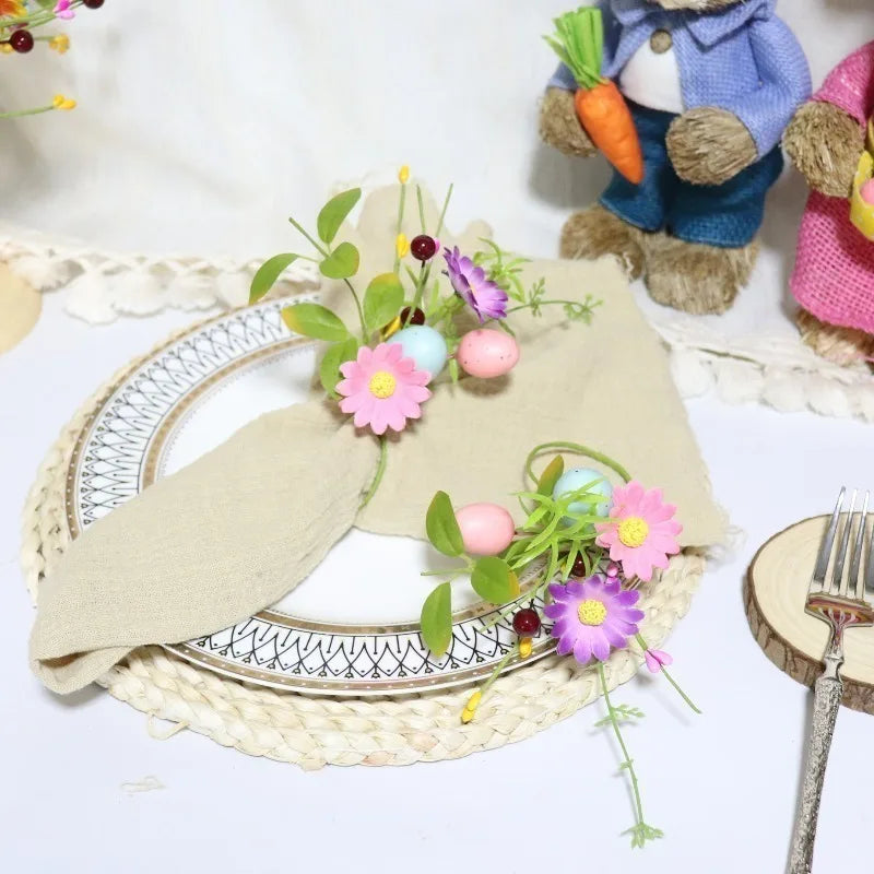 Rond de serviette floral brun pour décoration table