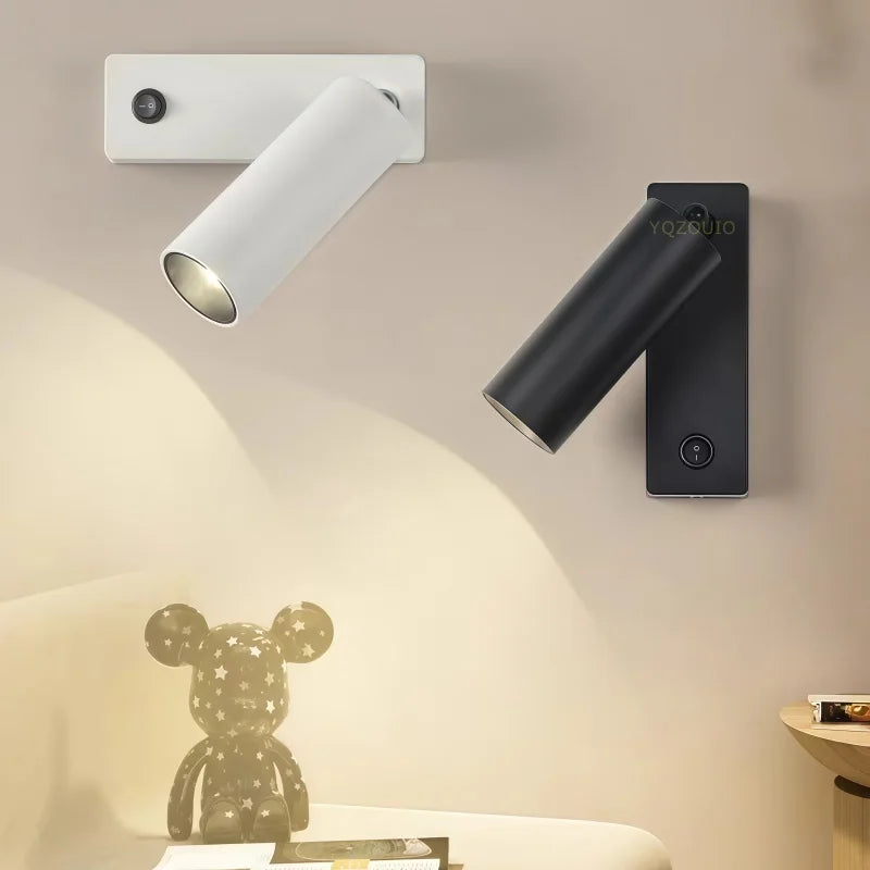 lampe lecture murale moderne 3W 5W blanc noir lisse éblouissement interrupteur indépendant fixé chambre