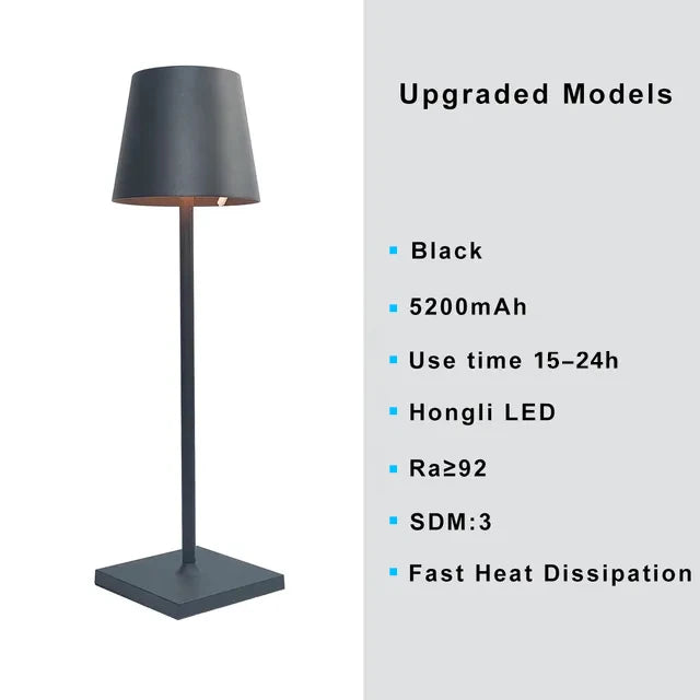 lampe table led rechargeable gris doré rose bleu noir touch control moderne minimaliste