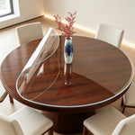protège table ronde transparent bord bleu imitation marbre moderne durable pvc 140cm 150cm