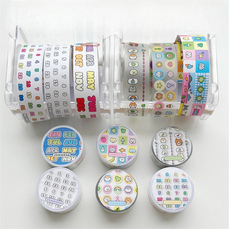 ruban decoratif transparent motifs animaux geometriques decor mignon adhesif educatif dessin ecole fournitures papeterie