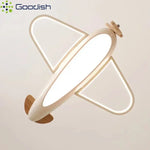lampe suspendue moderne avion forme bois blanc chambre enfant enfantin chaînes fixées