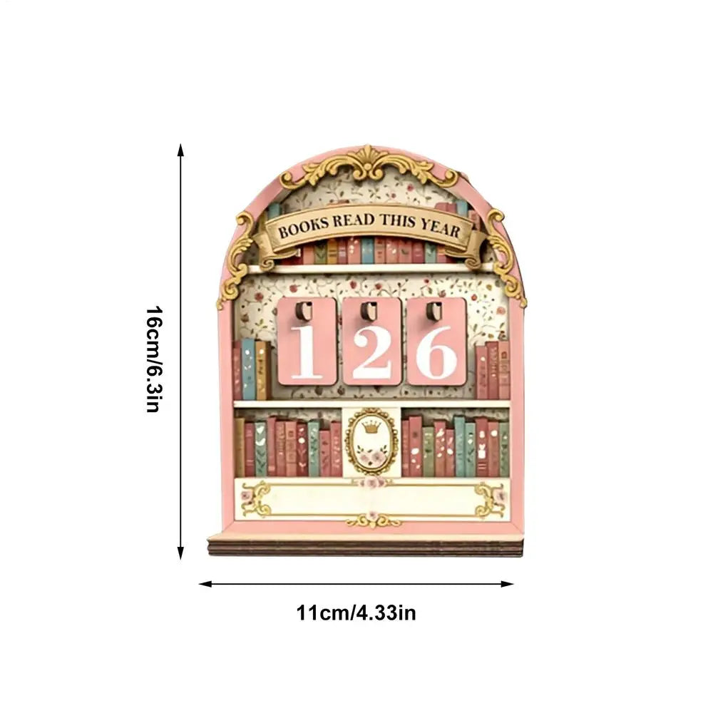 décoration bibliothèque miniature vintage suivi livres lus chiffres rotatifs bois floral doré salon chambre