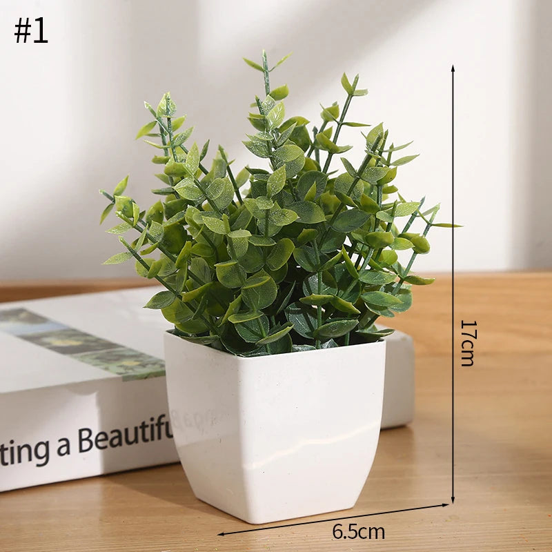 plantes artificielles vertes feuilles fines pot blanc décoration intérieure minimaliste