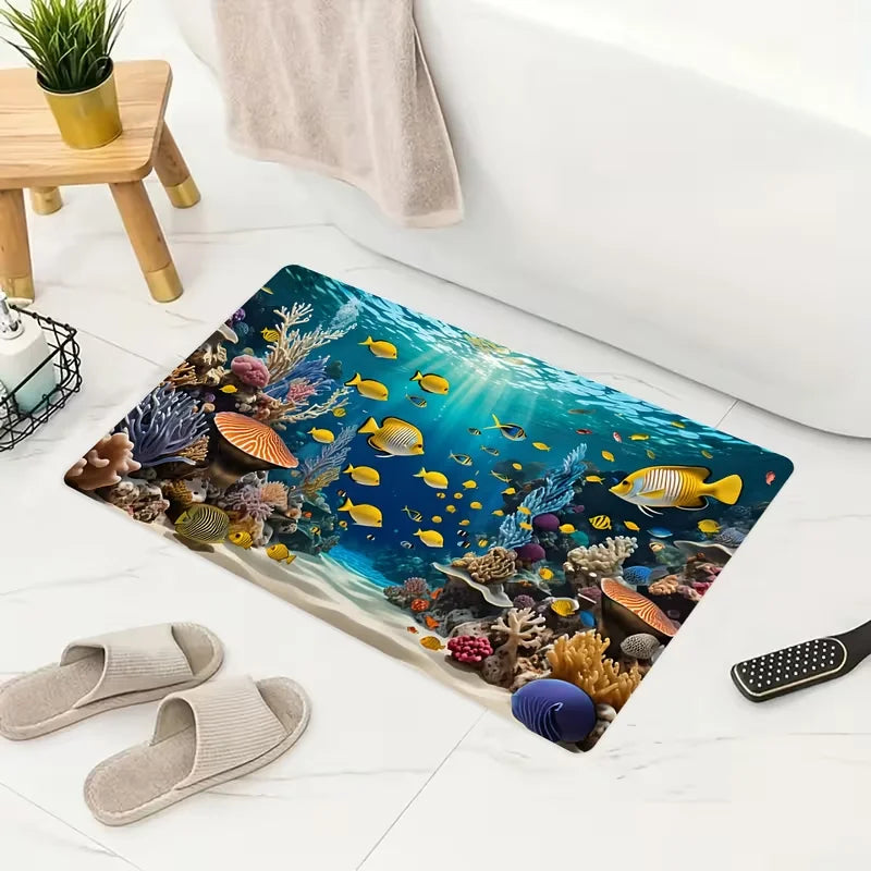 tapis sol antidérapant motifs animaux moderne bleu vert jaune rouge 30x50cm 40x60cm 50x80cm