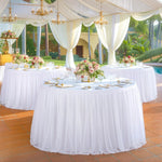 nappe table blanche plissée imperméable l'huile diamètre 48 pouces hauteur 27