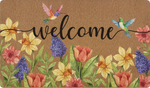 tapis d'entrée marron clair fleurs colorées résistant rides extérieur salon 50x80cm 40x60cm 30x50cm naturel