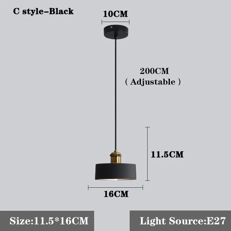 lampe suspendue moderne conique mat noir blanc orange salon chambre étude