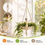 pots suspendus sculptés danseuses ballet beige clair bordure ondulée chaînes dorées élégants succulentes grimpantes