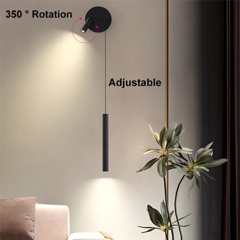 lampes murales led modernes orientables noir minimaliste chambre coucher étude entrée