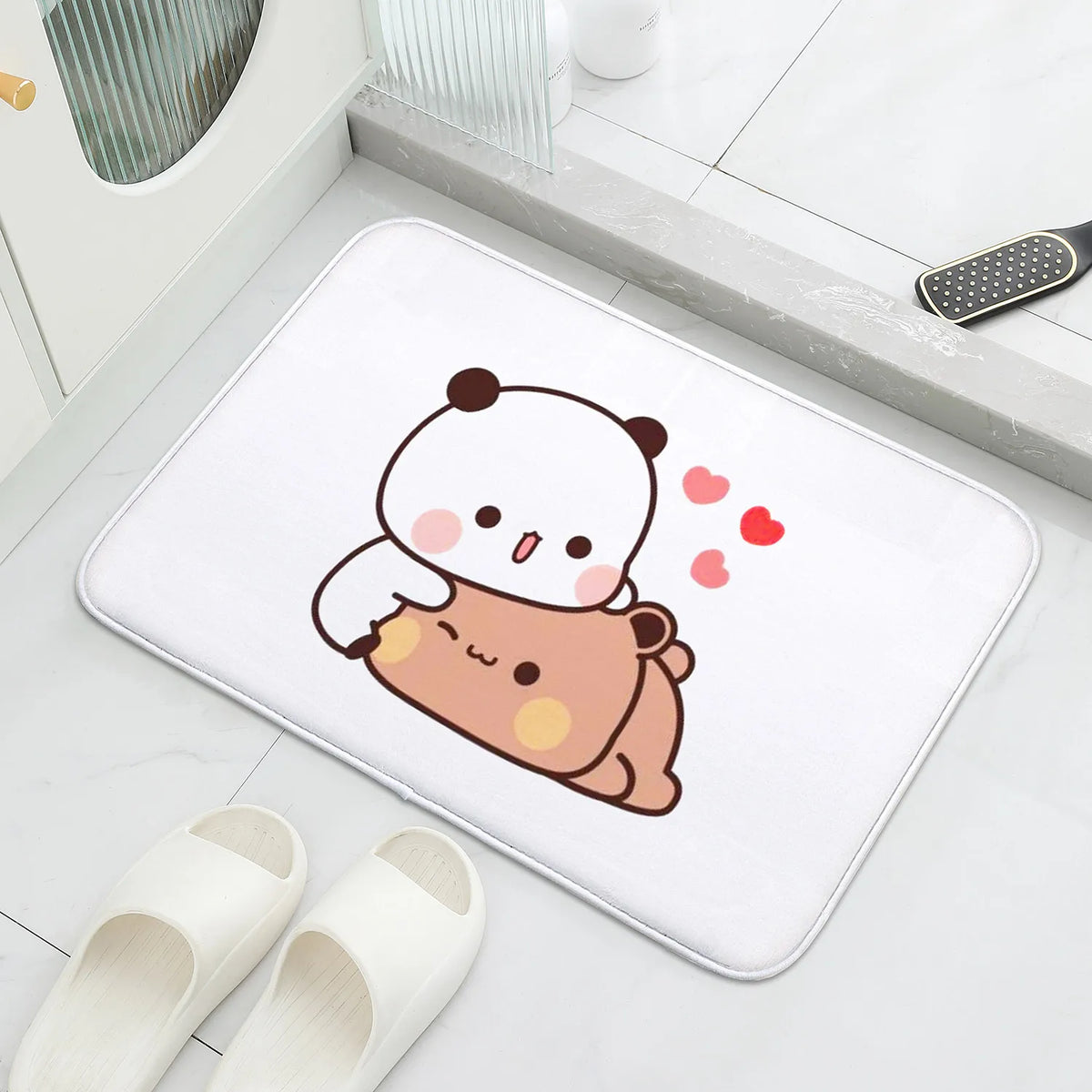 tapis bain dessin animé ours mignon moderne multicolore anti dérapant polyester