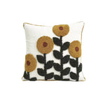 coussin tufté brodé fleur nordique moderne 100 polyester blanc vert marron jaune adhésif décoration