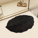 tapis noir feuilles moderne antidérapant polyester résistant saleté usage multiple intérieur extérieur