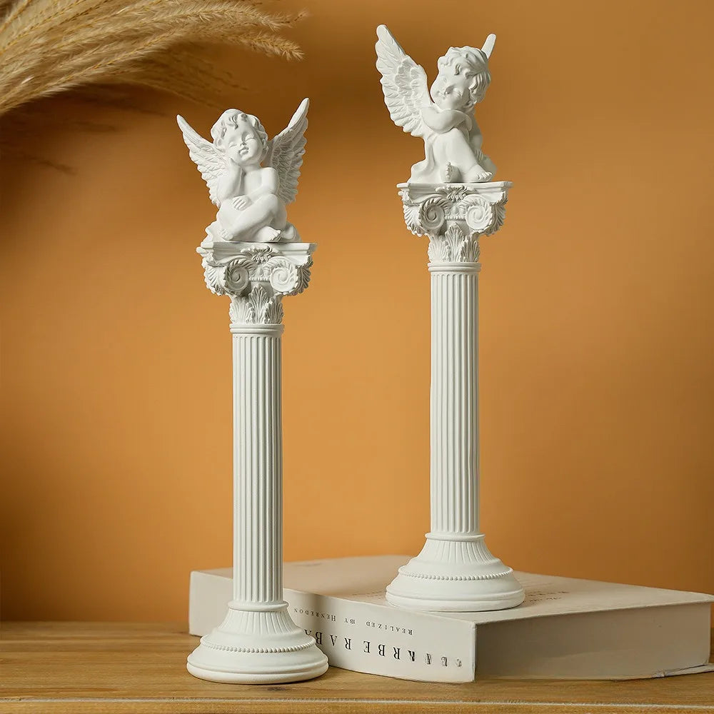 statues ange résine colonne romaine décoration intérieure maison blanc ornemental classic antique