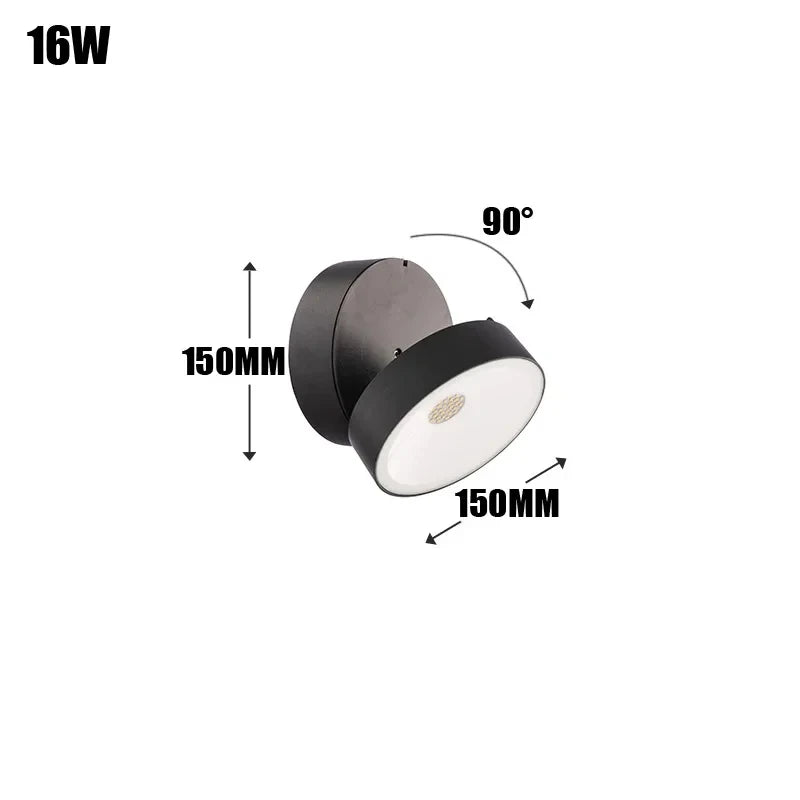 lampe murale led moderne gris métallisé hydrofuge 150mm haute rotation 90degres