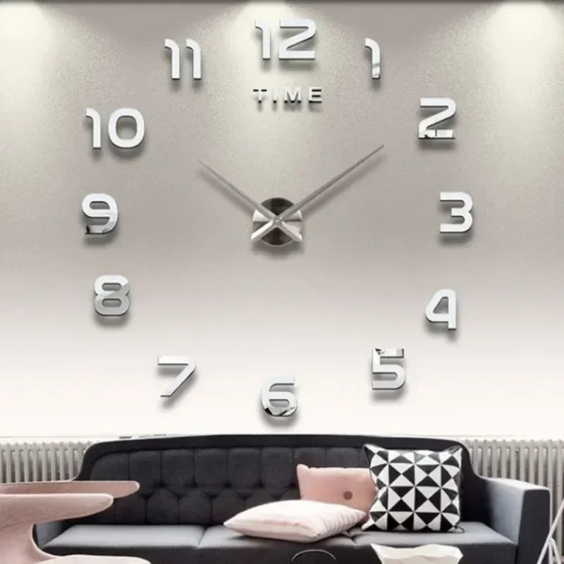 horloge murale 3d moderne chiffres effets 3d argenté vert rouge doré minimaliste chambre salon