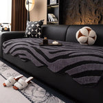 housse canapé molleton jacquard rayures horizontales noir blanc moderne salon intérieur