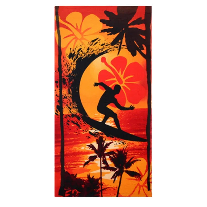 serviette plage microfibre rapide absorption multicolore motifs été noël drapeaux palmiers