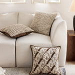 housse coussin géométrique polyester texture douce nordique moderne marron clair beige foncé