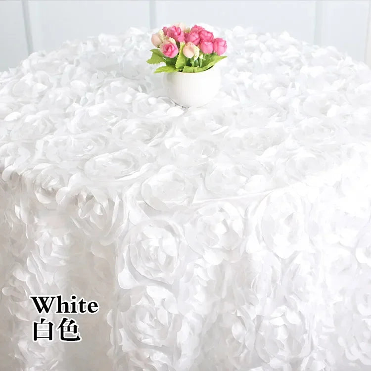 nappe table rectangulaire ronde brodée roses relief élégante mariage banquet