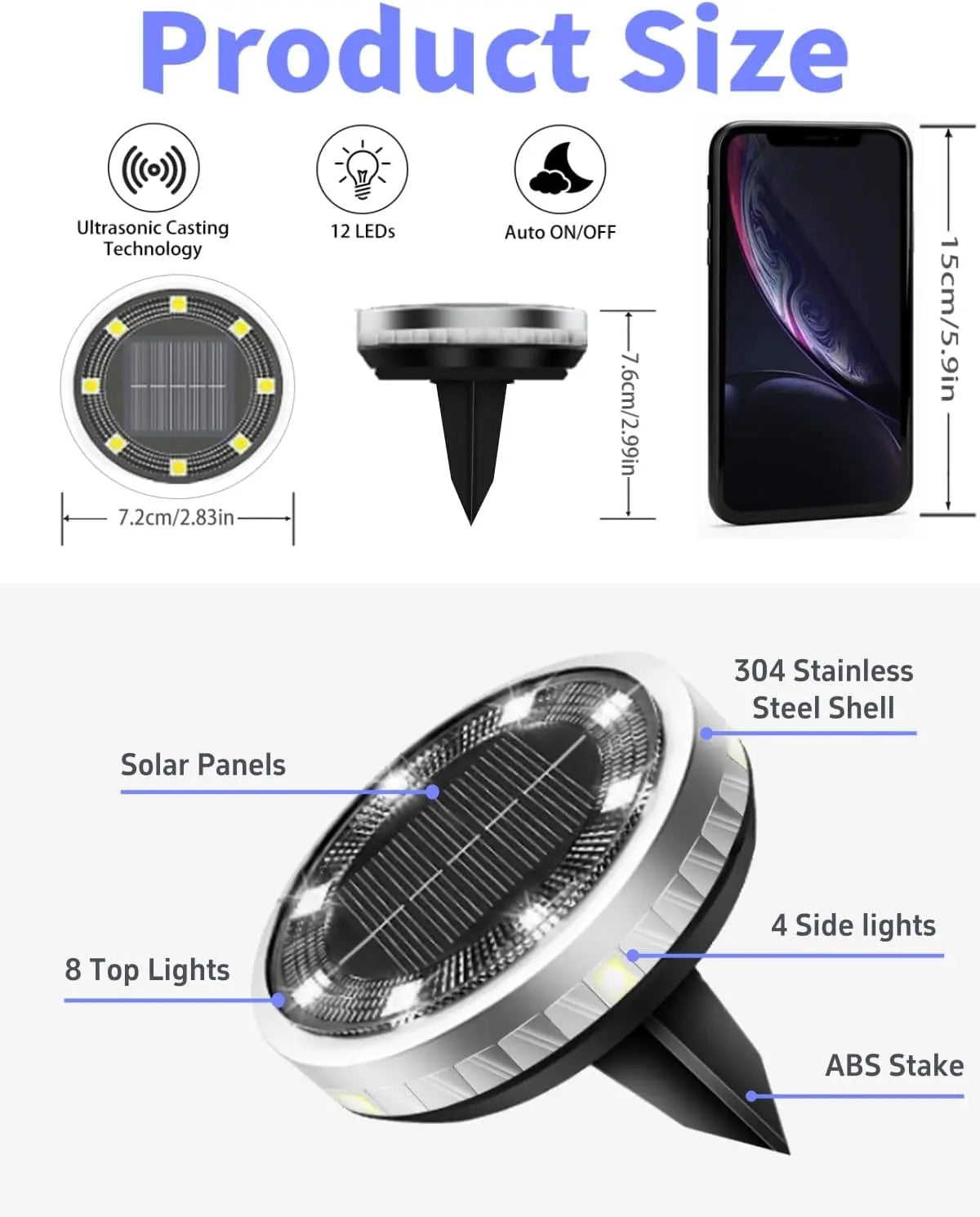 lampe solaire jardin extérieur 12 led panneaux solaires moderne tringle