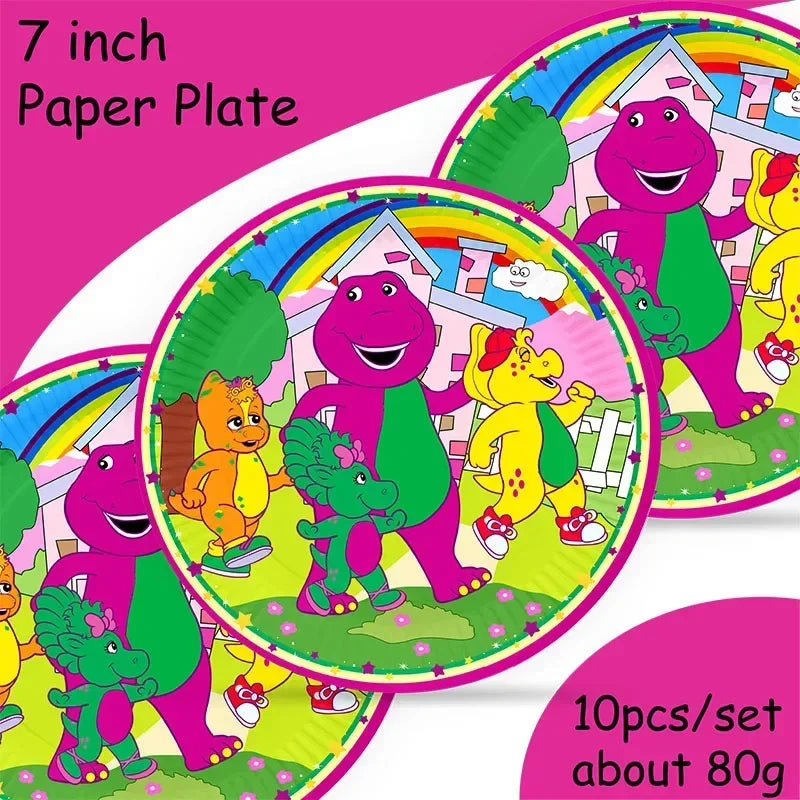 décorations anniversaire enfants assiettes papier gobelets cupcakes toppers table napkins motifs dinosaures thèmes animés