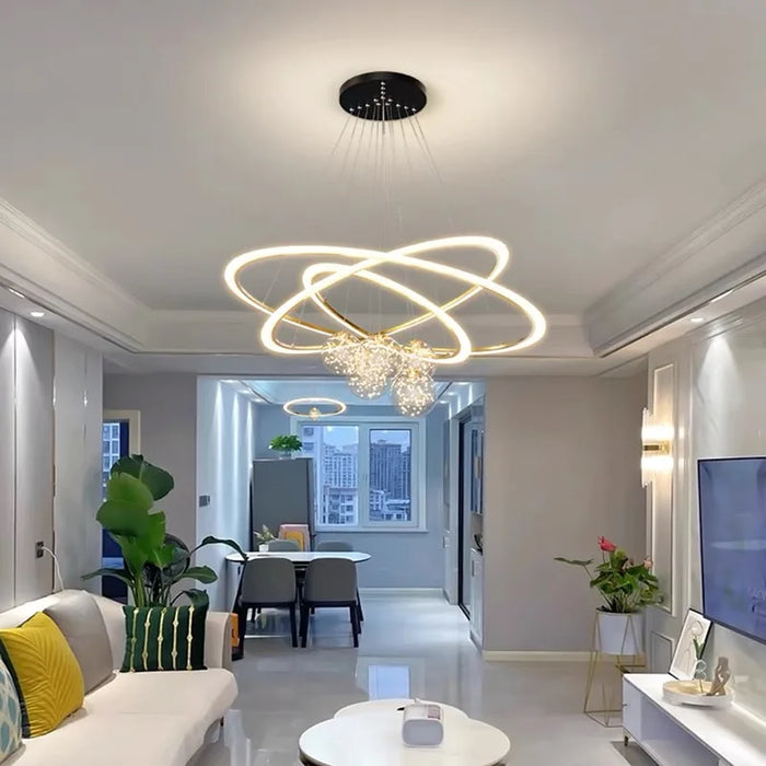 Lustre suspendu moderne en anneau pour salon design contemporain
