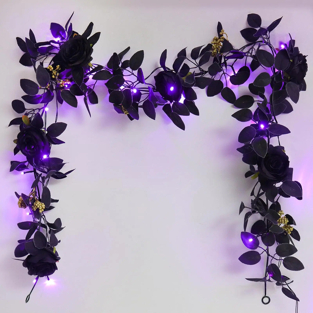 guirlande lumineuse halloween violet fleurs artificielles feuilles adaptateurs électriques led 1000cm festive jardin