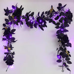 guirlande lumineuse halloween violet fleurs artificielles feuilles adaptateurs électriques led 1000cm festive jardin