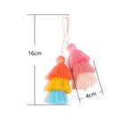 pompons multicolores tissés franges bohèmes décontractés accessoire décoration sacs rideaux artisanal DIY