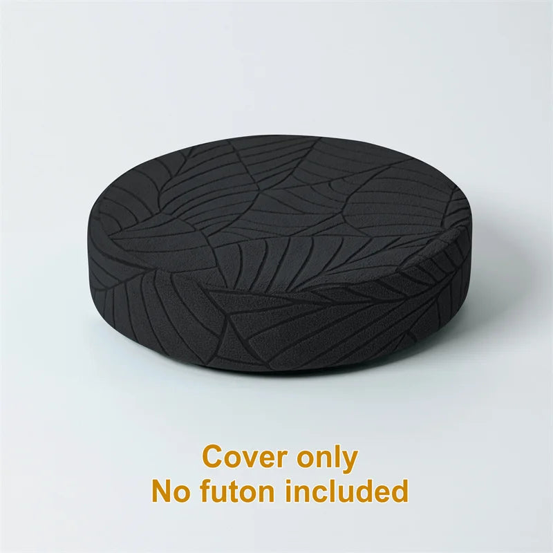 housse coussin rond motif feuilles gris moderne extérieur salon décoration fixations polyestère machine