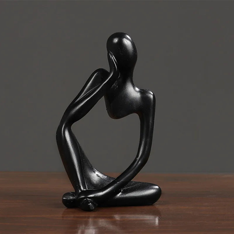 décoration intérieure moderne abstraite résine thinker statues noir doré argenté vases boisclair artworks