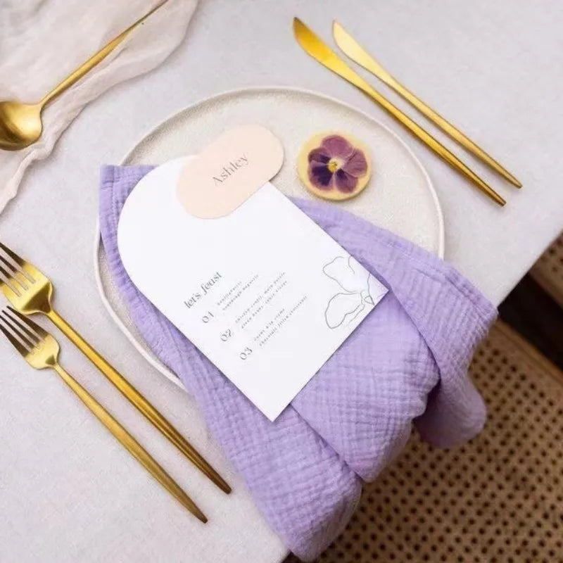 Serviette coton rose pâle rayures fines élégante table restaurant classique absorption'eau