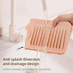 support vaisselle évier adhésif rose clair gris clair rayures verticales moderne rapide drainage silicone