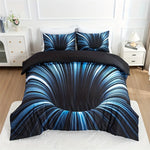 ensemble literie moderne noir bleu blanc rayures diagonales impression 3d polyester brossé double king