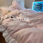 ensemble literie princesse housse couette dentelle volants fleurs blanc bleu violet chambre fille