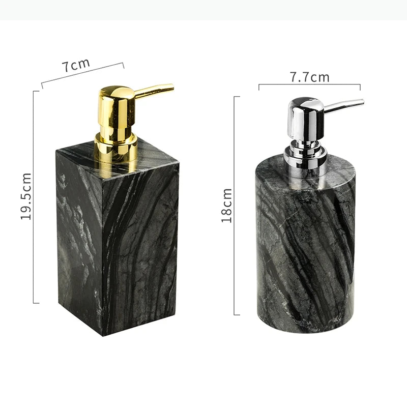 distributeur savon liquide marbre moderne noir blanc gris élégant salle bain