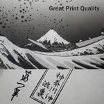 tapisserie ukiyo vague montagne japonais blanc noir décoration murale salon chambre