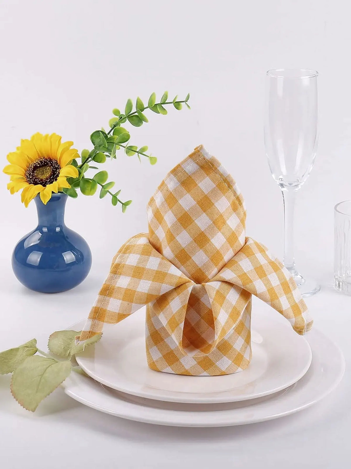 serviettes carreaux rose blanc rouge orange jaune beige clips métalliques table restaurant pack six