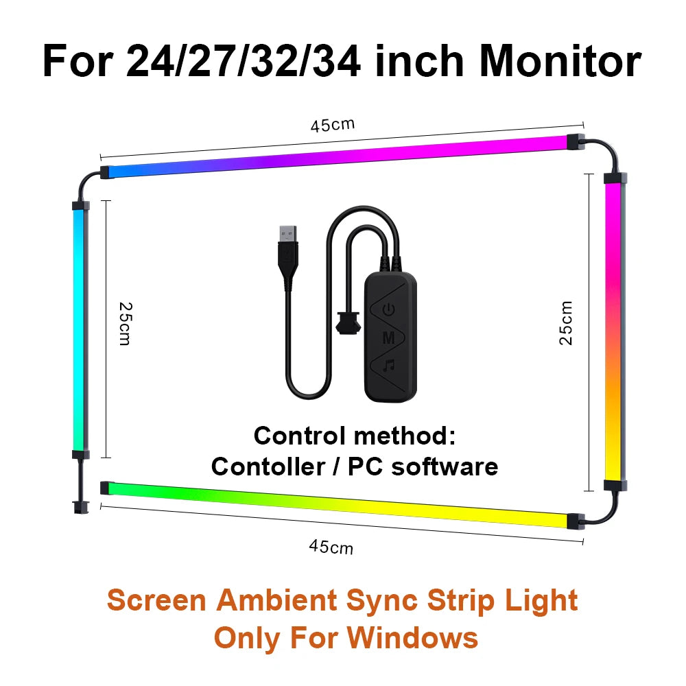 bande lumière led multicolore moderne adhésive contrôleur usb synchronisation d'affichage ramadan événements