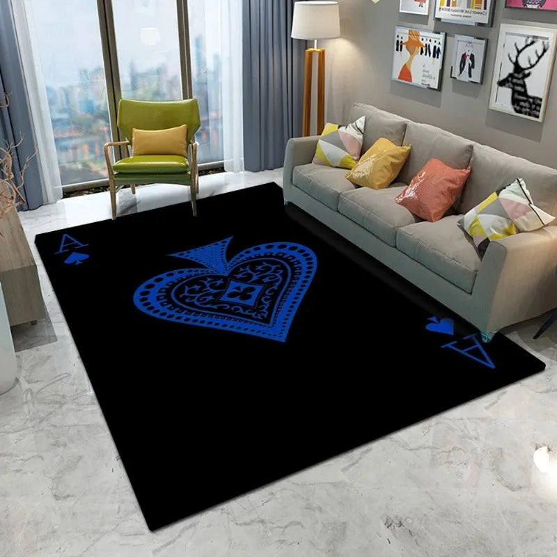 tapis moderne polypropylène rectangle aubusson cœur géométrique noir or blanc bleu salon chambre
