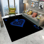 tapis moderne polypropylène rectangle aubusson cœur géométrique noir or blanc bleu salon chambre