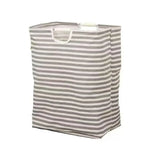 panier linge pliable coton rayures horizontales beige gris moderne poignées plastique