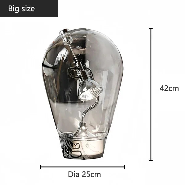 lampe table moderne transparente interrupteur métal chromé minimaliste led vintage