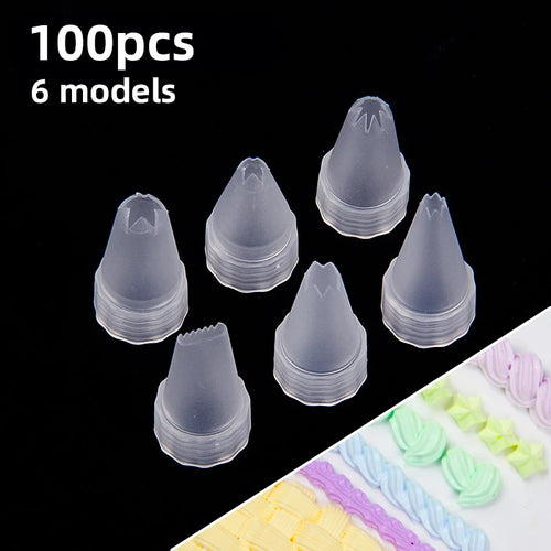 embouts pâte sucre transparents différents motifs coniques kit decoration gateaux plastique usage unique respect